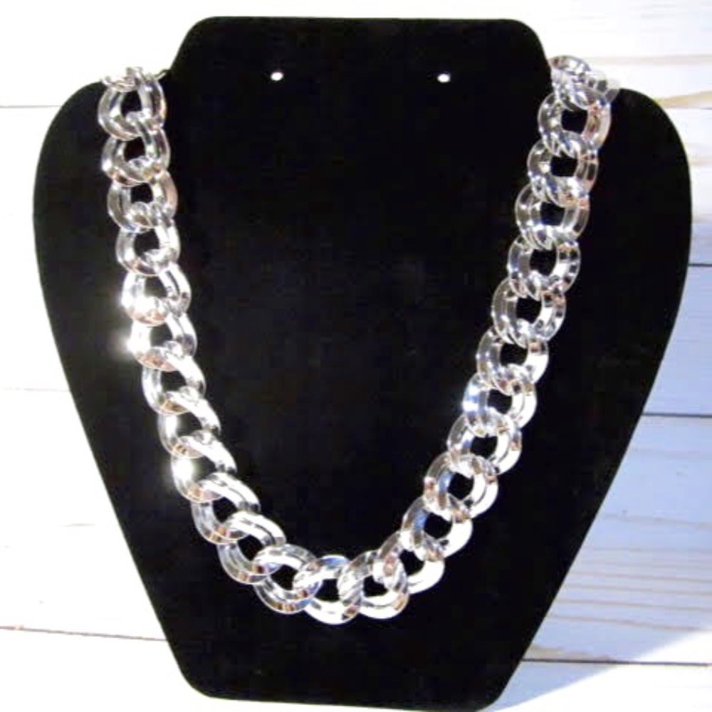 Vtg Monet Layered Silver Link Choker Necklace